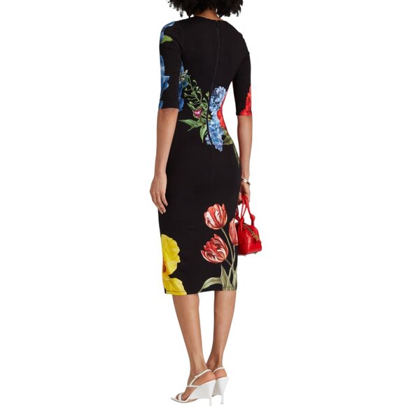 ALICE + OLIVIA Floral-print jersey midi dress Size M, 8 US NEW - Picture 12 of 12